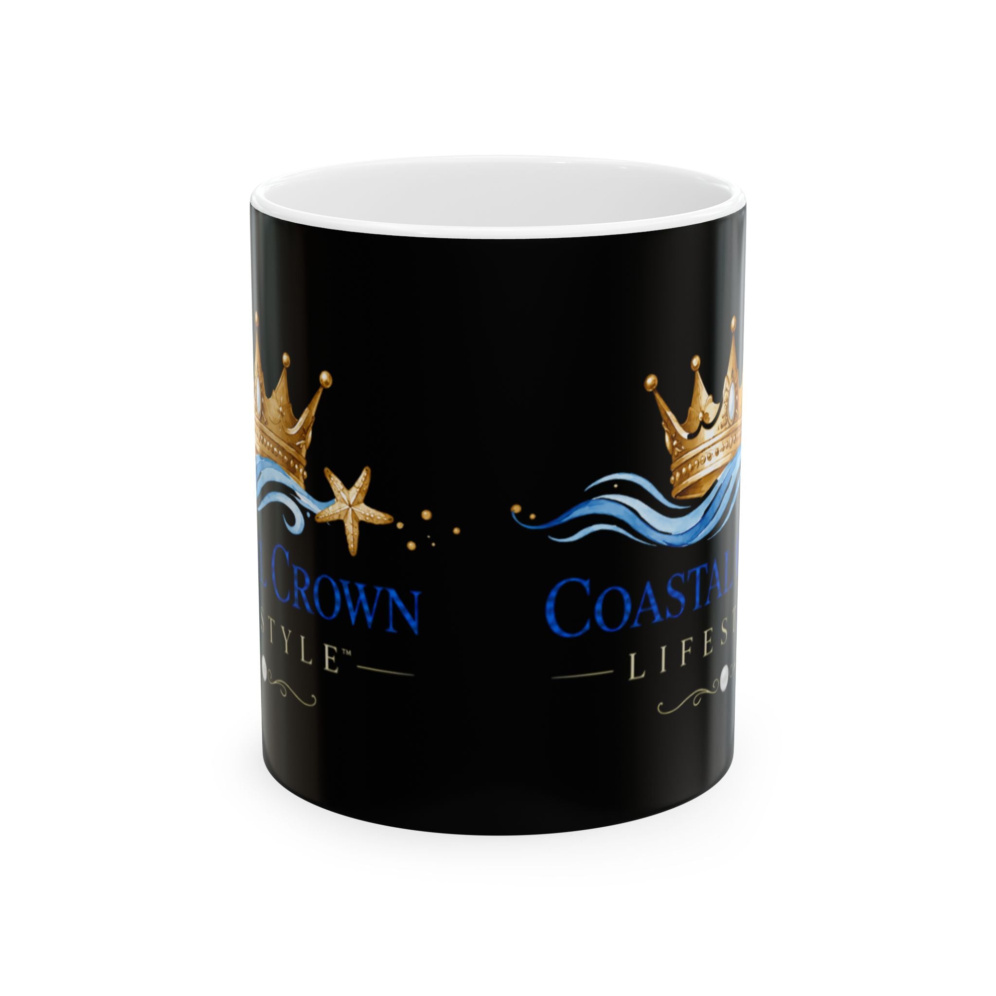 Coastal Crown Lifestyle™ Logo Mug | Ceramic Coffee Cup, Ocean Crown Design