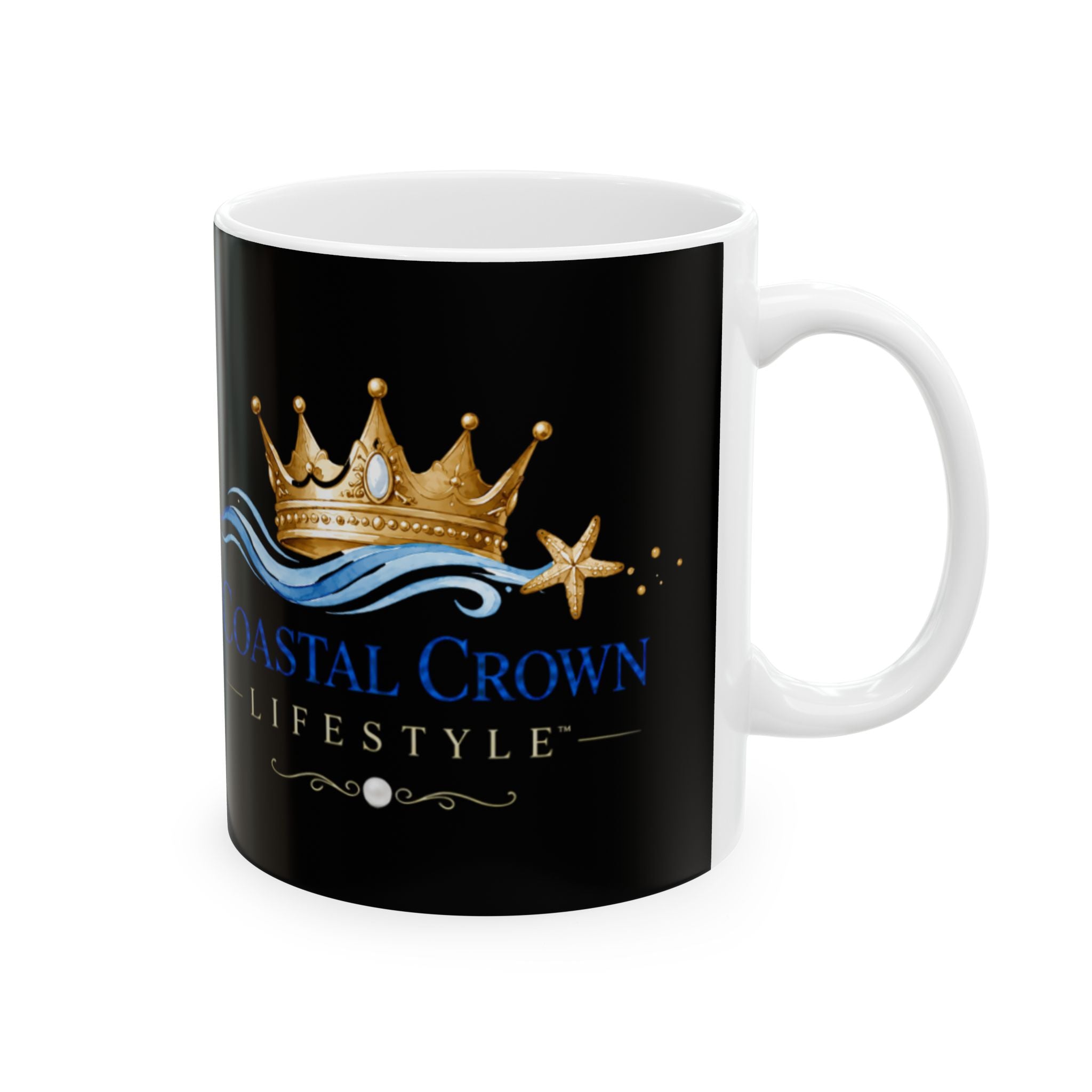 Coastal Crown Lifestyle™ Logo Mug | Ceramic Coffee Cup, Ocean Crown Design