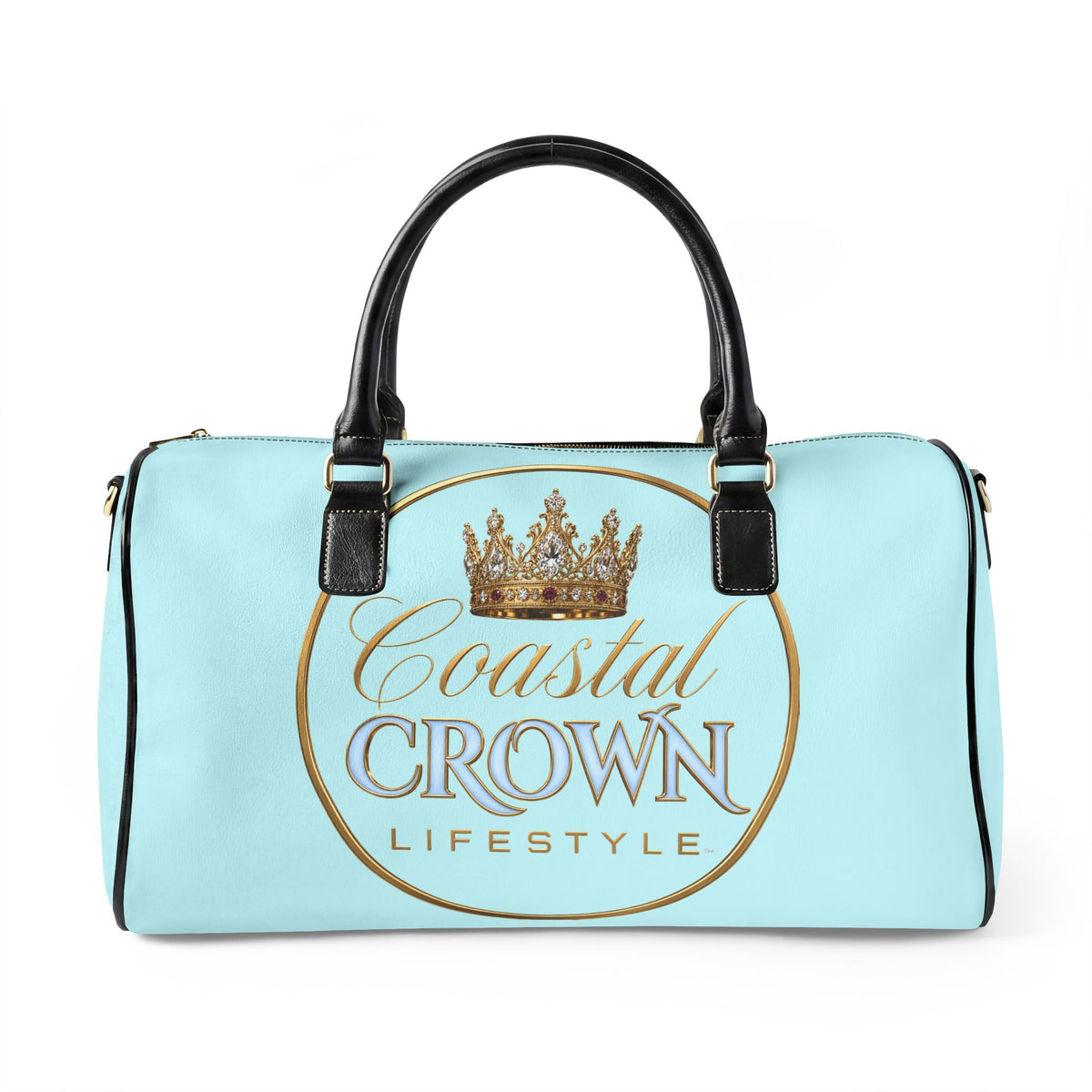 Coastal Crown Faux Leather Travel Bag — Beach Chic Weekend Duffel