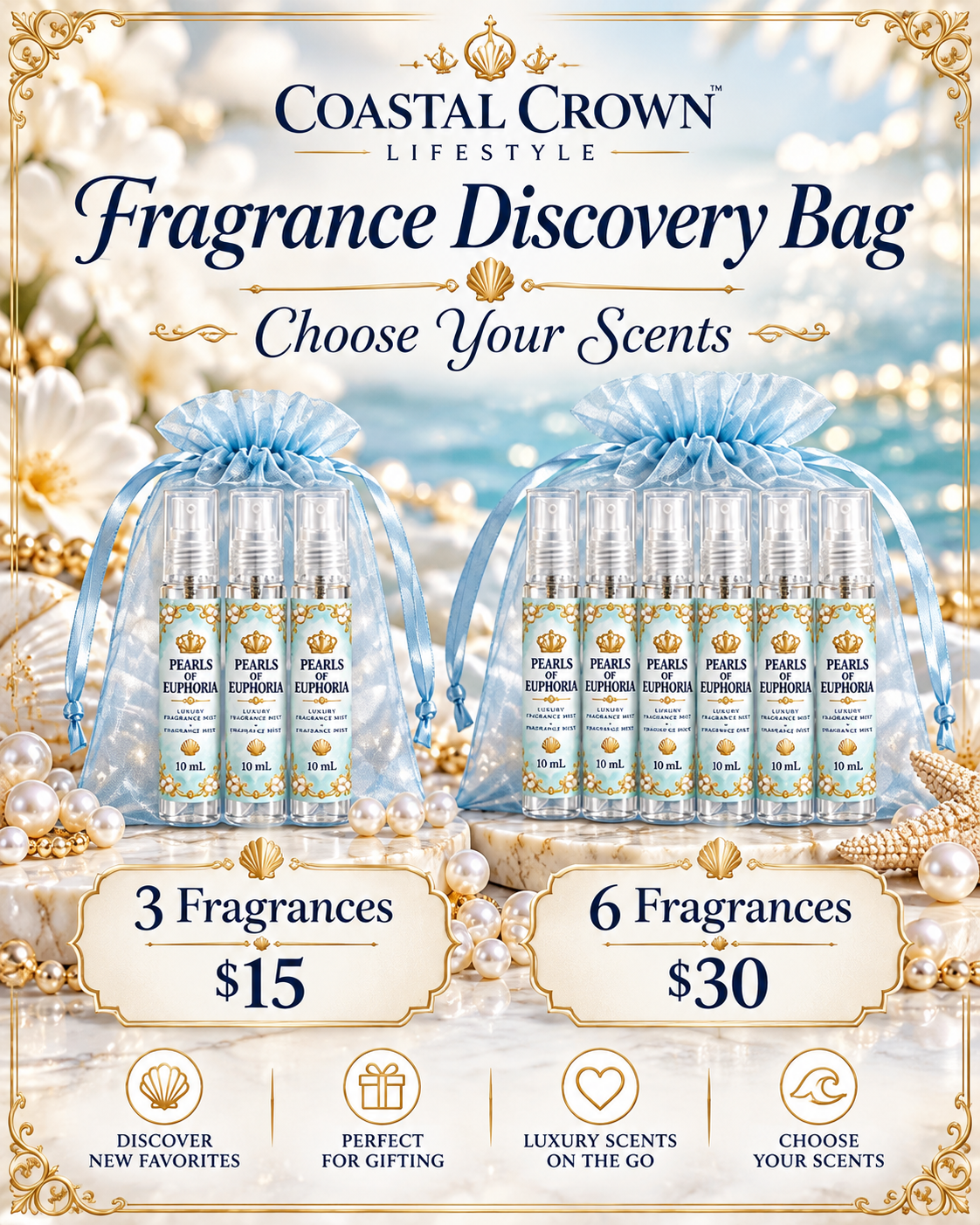 Coastal Crown Lifestyle The Crown Accord™ Fragrance Discovery Bag 3 or 6